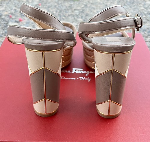 MIB Salvatore Ferragamo Gaga Platform Sandals Open Toe Heels Size 5.5 B - Picture 5 of 12