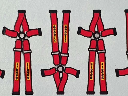 ANCIENS/OLD DECALS 1/43  HARNAIS DE SECURITE 5 POINTS ROUGES - CARPENA DCC11 - Bild 2 von 2