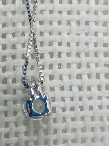 Collana in oro bianco 750 18 carati diamante e topazio naturale + garanzia +2240 - Foto 5 di 8
