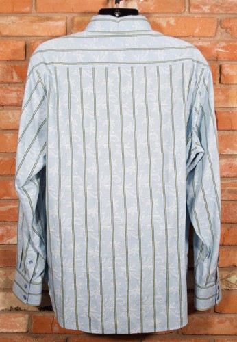 Robert Graham blau gewebt gestreift Paisley Flip Manschette Sport Hemd Herren 2XL - Bild 12 von 12