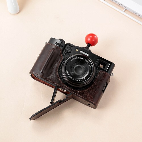 Funda con media bolsa de cuero genuino hecha a mano para FUJIFILM X100VI - Imagen 10 de 18