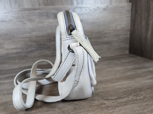 Gianni Conti Italian Leather Shoulder Crossbody Purse White Blue Distressing - Picture 6 of 14
