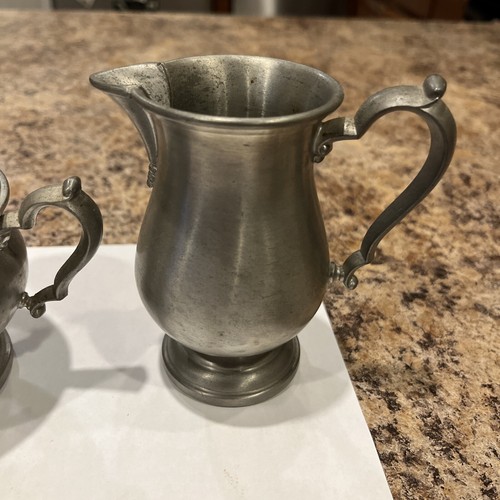 Vintage Oneida Heirloom Pewter Sugar Bowl Container With Lid And Creamer USA - Picture 3 of 6