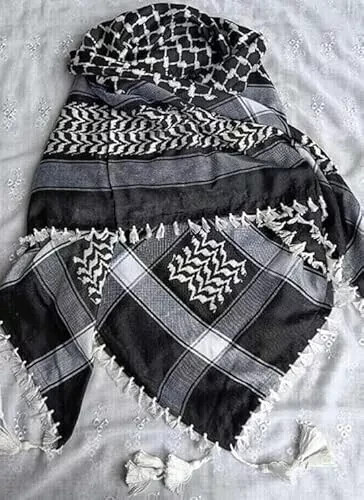 Arab Keffiyeh Shemagh Original Palästina Schal Kufiya Arafat Baumwolle Hatta Scarf - Bild 3 von 5
