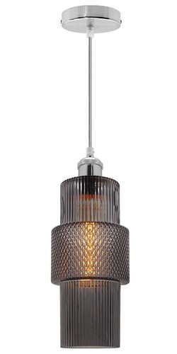 Vintage Smoked Glass Shade Chandelier Pendant Ceiling Home Pub Diner Light H3045 - Picture 5 of 11