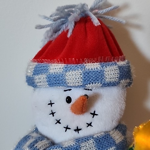 Vintage Glasfaser leuchtende Weihnachten Plushees Schneemann 11" hängend stehend - Bild 3 von 10