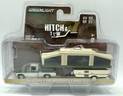 Greenlight Hitch & Tow 1970 Ford F-100 Die Cast Pop-Up Camper Trailer Sealed - Picture 1 of 8