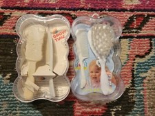 2 NEW NIB vintage baby brush and comb grooming set sweet nursery gift bear PAIR