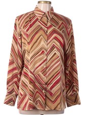 Vintage Horst Basler/Basler Shades of Brown Stripe Silky Blouse Size 40 US10