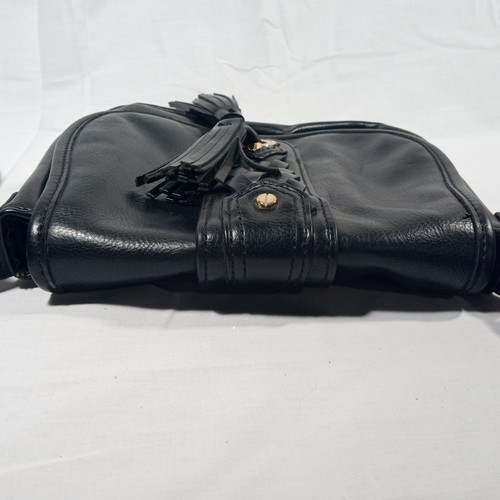 Tig II By Tignanello Crossbody Bag Purse 3 Compartment Black w/ Braided Tassels - Picture 15 of 17
