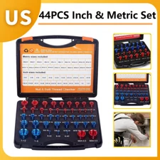 44Pcs Inch & Metric Set Nut & Bolt Thread Checker Identifier Thread Gauges w/Box