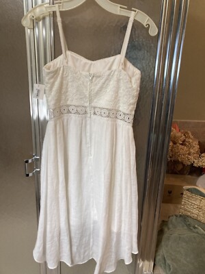 BCX Dress Ivory White Lace Flare Spaghetti Straps Sz. 5