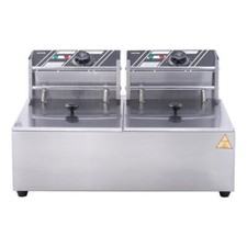 VEVOR 3000W Electric Countertop Deep Fryer Dual Tank Commercial Restaurant 21L