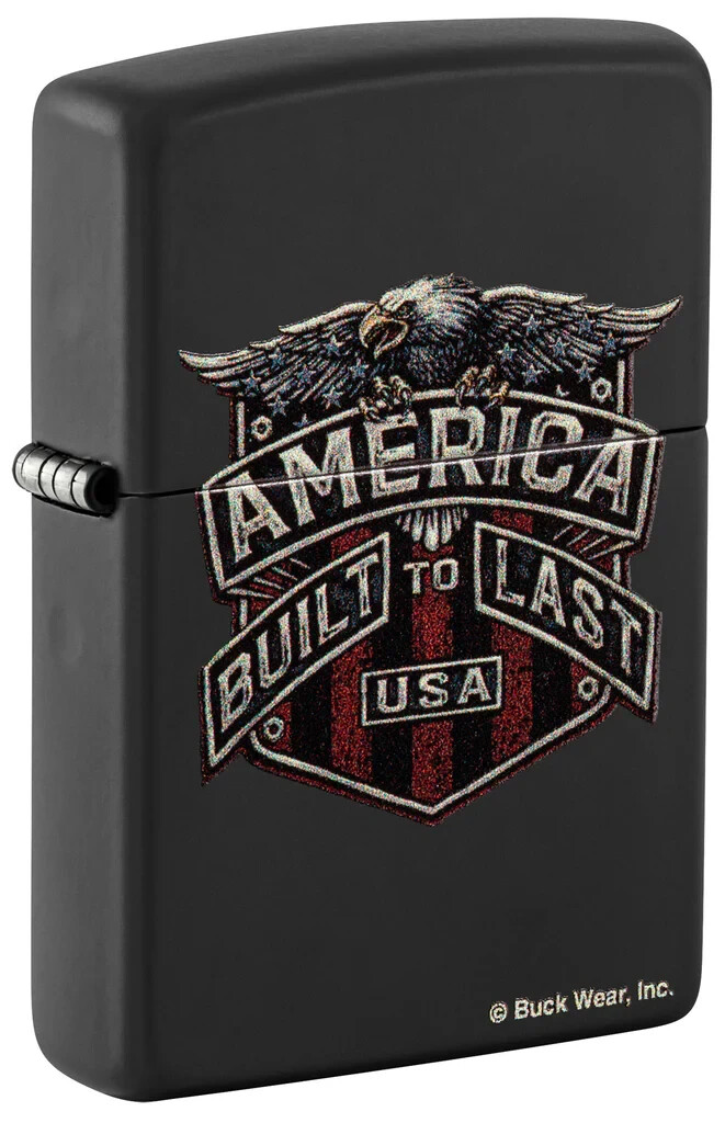 Зажигалка Zippo 46158, Buck Wear America, прочная, черная, с матовым покрытием, НОВАЯ