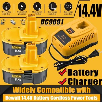 14.4V For DEWALT 14 Volt DC9091 Battery or Charger DW9091 DW9094 DE9091 Replace