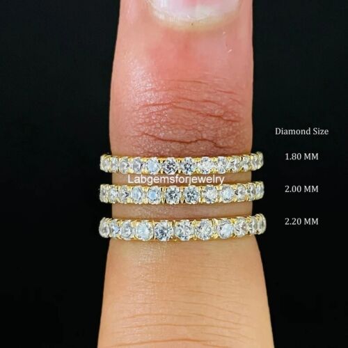 1Ct Round Cut Lab Grown Diamond Half Eternity Wedding Band 14k Yellow Gold - Picture 4 of 5