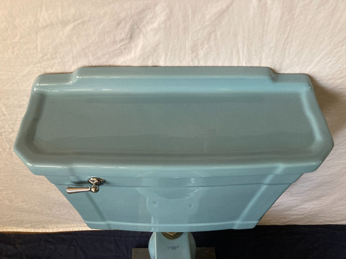 Antique Ceramic Clair De Lune Blue Toilet Standard Savoy Elongated Bowl 98-25E - Picture 9 of 21