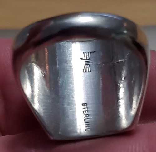 VINTAGE HOPI SIGNED ALVIN TAYLOR WOLF / BEAR HEAD STERLING SILVER RING S12 vafo - Picture 5 of 7