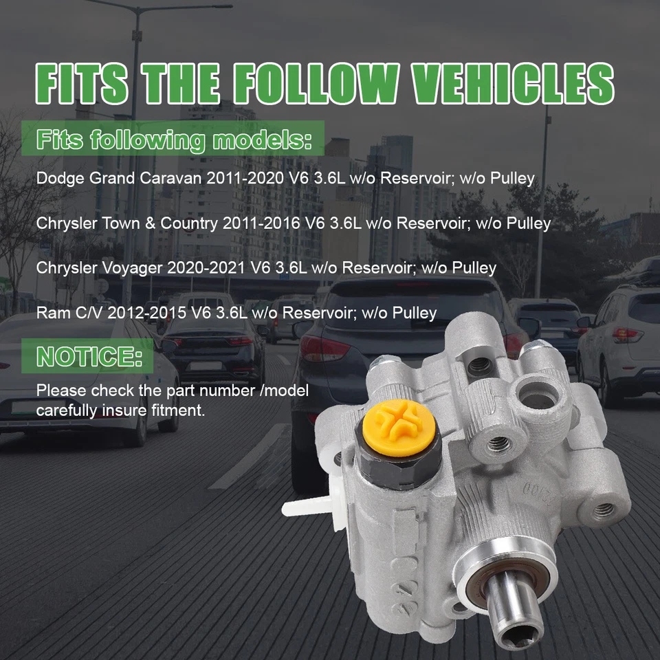 Power Steering Pump for Dodge Grand Carava Chrysler Town Country Ram C/V 20-1042 - Image 2 of 4