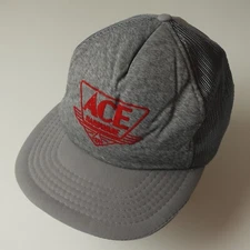 Vintage Ace Hardware Hat Snapback Trucker Cap Mens Red Gray 90s Workwear