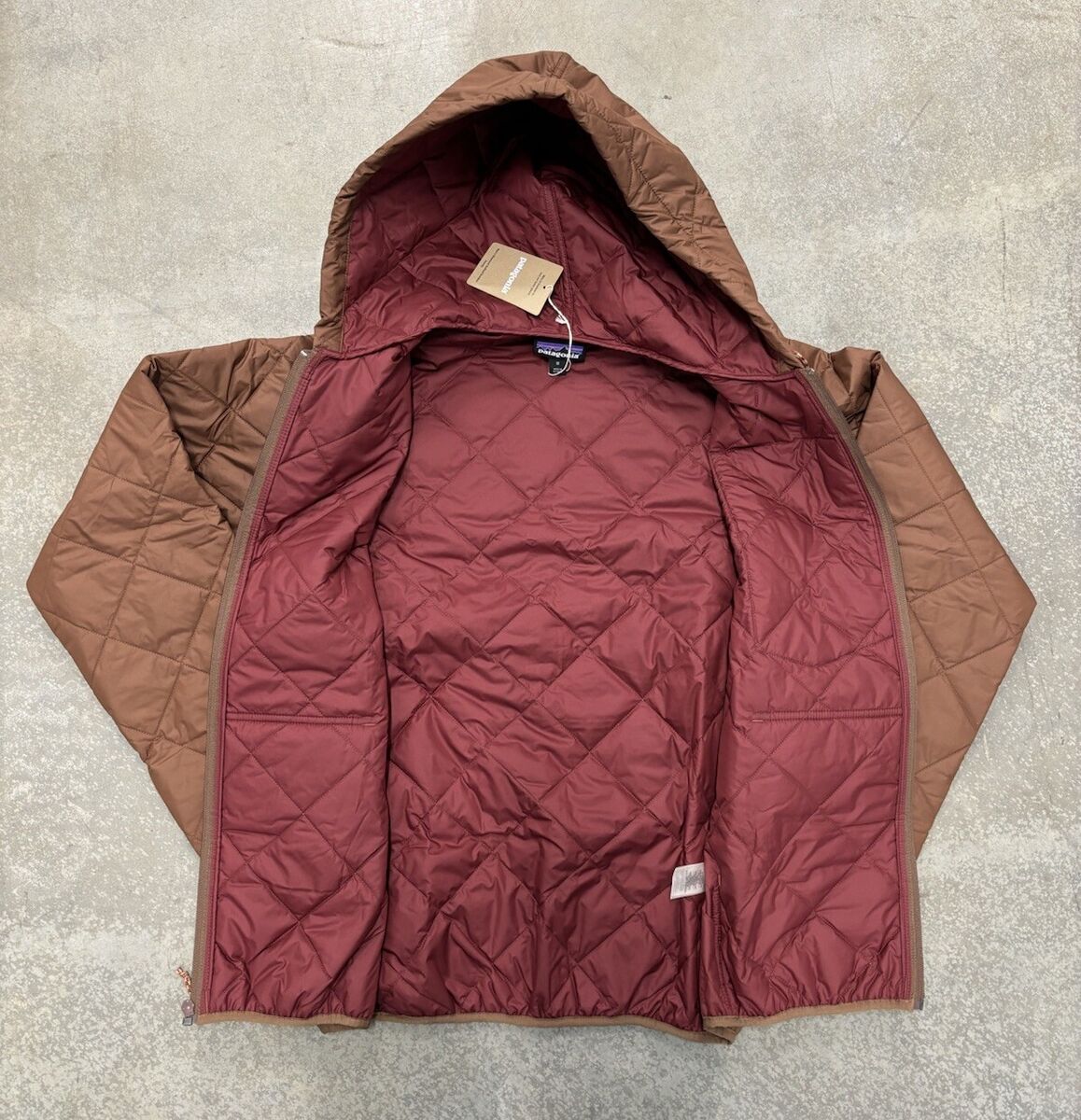 Patagonia Diamond Quilted Bomber Hoody Moose Brown New Mens Patagonia Diamond Quilted Bomber Hoody Moose Brown New Mens