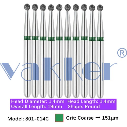 10Burs/pk Dental Diamond Burs FG Round End Taper Pear Coarse / Super Coarse Grit - Picture 28 of 204