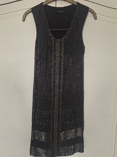 All Saints Embellished Sequin Flapper Grey Dress Size 6 £395 New Christmas Party - Picture 2 of 12