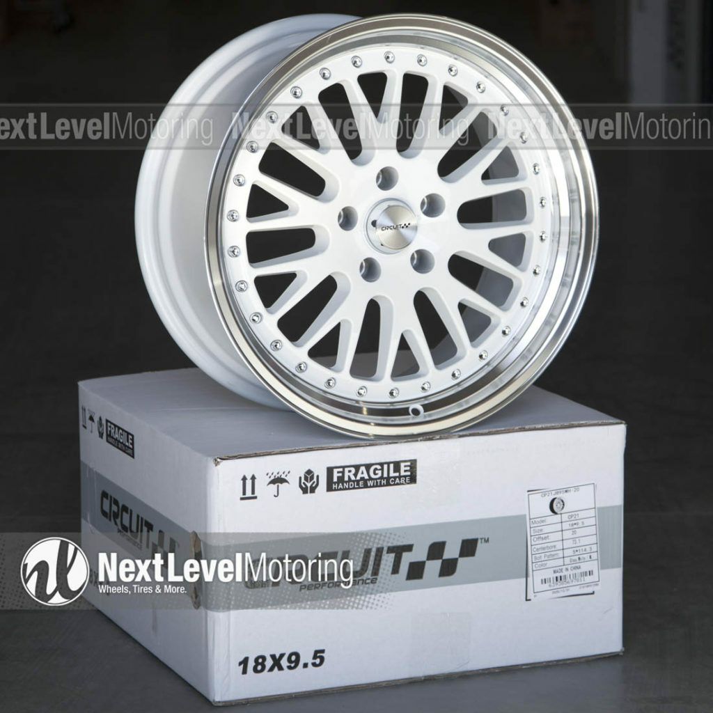 Circuit CP21 18x9.5 5x114.3 +20 White Wheels Fits Nissan