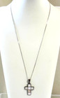 Sterling Silver Cross Pendant Necklace with Mother of Pearl Inlay