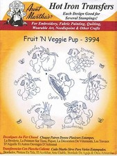 Fruit  Veggie Pup Aunt Martha's Hot Iron Embroidery Transfer 3994