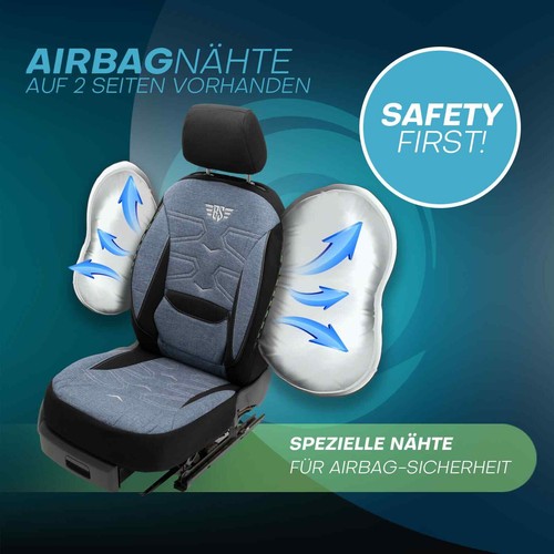 Fundas de asiento de coche Prime adecuadas para Dodge Nitro desde 2006-2011 (negro-azul) | NUEVO - Imagen 9 de 12