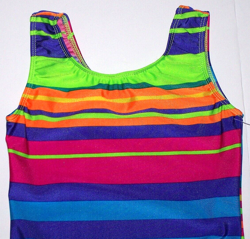 Motionwear Rainbow Brite Stripe Leotard Bodysuit Tank Gymnastics # 2100 New Girl - Picture 2 of 8