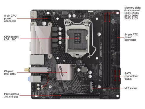 ASRock B460M-ITX/AC LGA 1200 Intel B460 SATA 6Gb/s Mini ITX Intel Motherboard - Picture 5 of 7