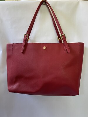 Tory Burch Large Red Saffiano Leather Laptop Tote Bag Purse | eBay