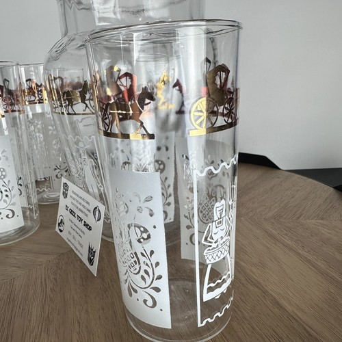 Anchor Hocking Butterprint Glasses And Pitcher Amish Horse Carriage MCM Vintage - 第 12/13 張圖片