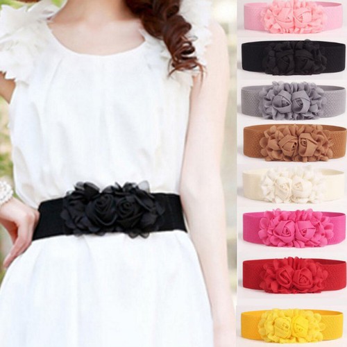 Women Wide Waist Belt Lace Rose Flower Elastic Stretch Waistband Corset Cincher~ - Picture 6 of 27