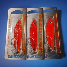 (3) Luhr Jensen Crippled Herring Fishing Lure 1 OZ. Cast Jig Spoon FIRE /ORANGE 