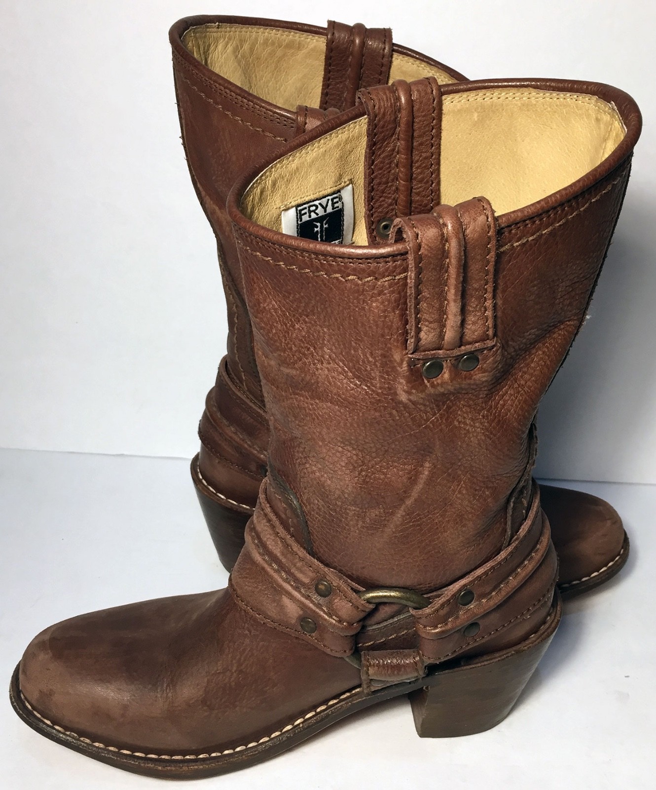 Frye 77376 Carmen Harness Short Brown Leather Leather Leather Motorcycle Boots Women's Size 6 715429 Frye 77376 Carmen Harness Short Brown Leather Leather Leather Motorcycle Boots Women's Size 6 715429