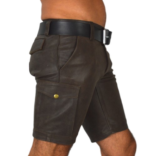 Awanstar Cargo leder shorts Ledershorts Farbe Antik,Leder Shorts,kurze lederhose - Picture 4 of 8