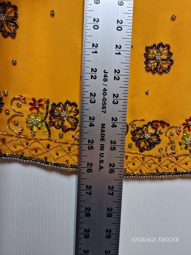 Kids Girl's A-Line Midi Skirt & Dupatta 22 Mustard Beaded Side Zip Pull-On - Picture 6 of 12