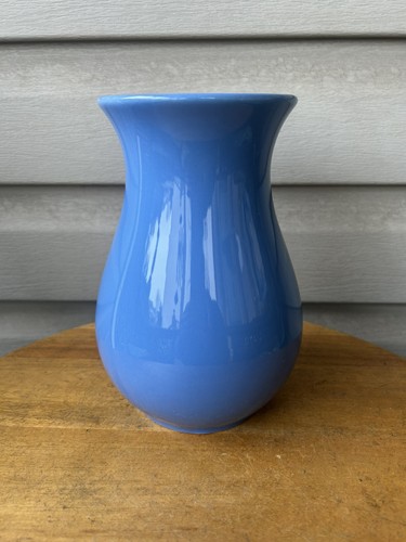 Dansk Portugal Blue Glossy Fluted Ceramic Vase 8"