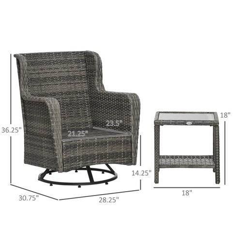 Outsunny Patio Bistro Set w/ Rocking Function, Porch Furniture, Grey - Picture 3 of 11
