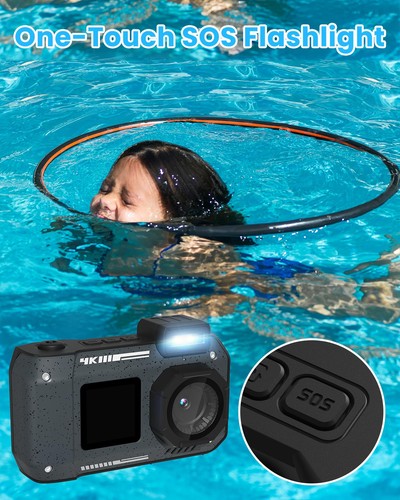 4K 33FT Digitalkamera 48MP Unterwasserkamera Wasserdicht Kamera Robust Staubpr... - Bild 8 von 9