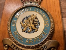 VINTAGE HAND PAINTED ROYAL AIR FORCE (RAF) AIR SUPPORT COMMAND, PLAQUE SHIELD