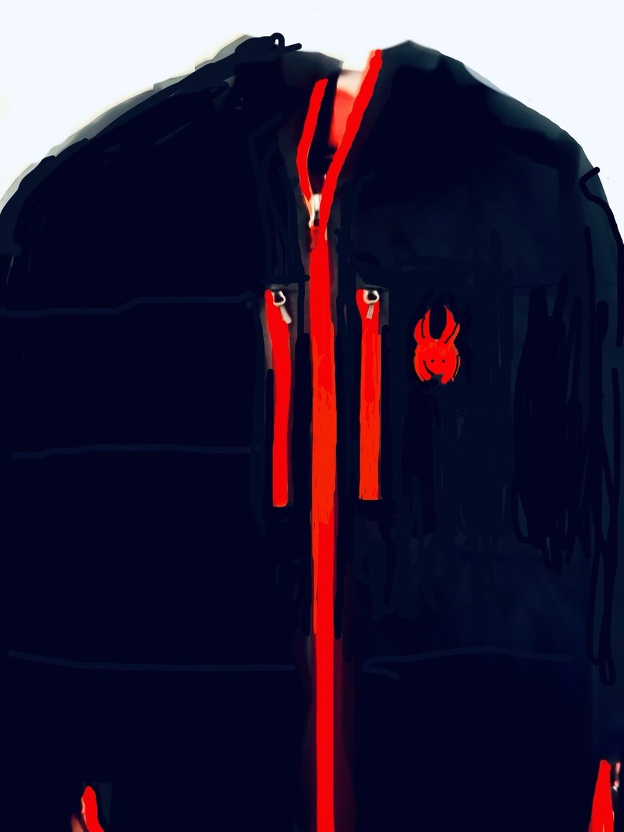 Men's Spider Recon Synthetic Down Ski Jacket SzXL Black N Red Ret