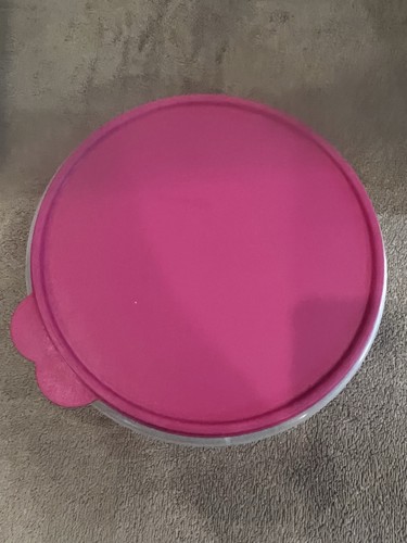 Vintage Tupperware #272 Clear Mixing Bowl With Pink Lid - Picture 2 of 8