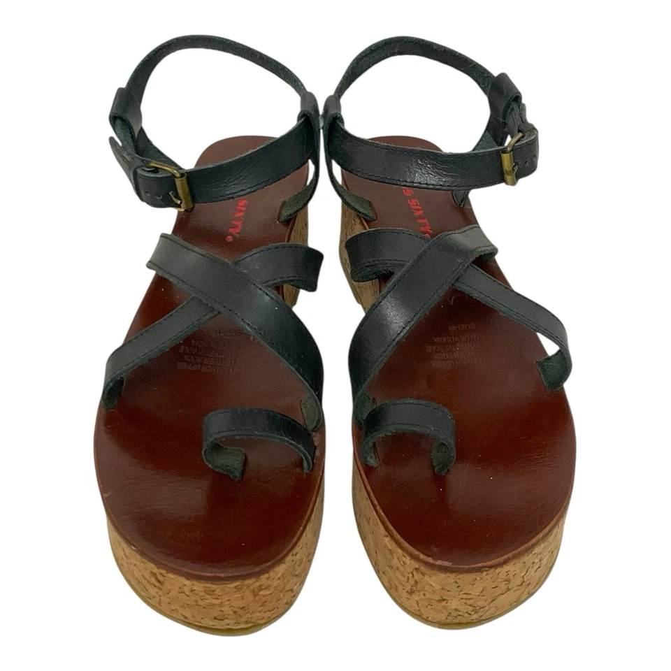 Sandalias Miss Sixty de cuero negras con cuña tacón de corcho talla EU 40 AU 9 Foto 3 de 4