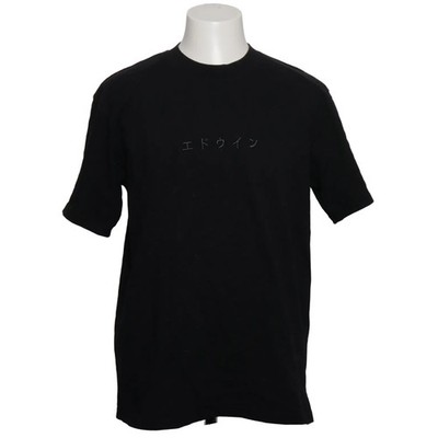 Edwin, T-shirt, Größe: M, Katakana Embroidery Ts, Schwarz, Baumwolle #6cW
