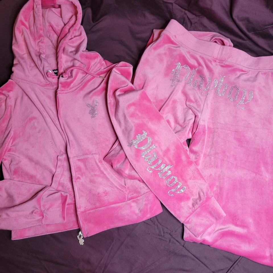 Playboy Vintage Y2k Hot Pink, Valor Med pants and Lg jacket. Soft Cozy Comfy - Image 3 of 4