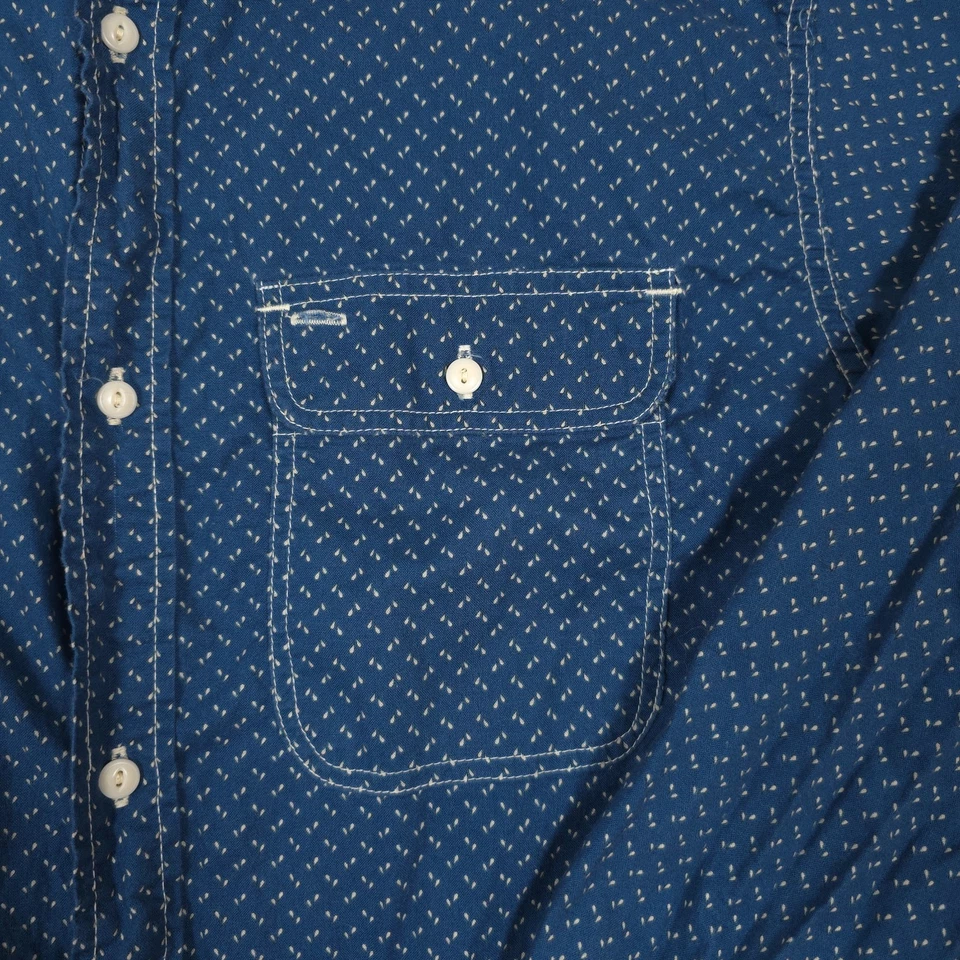 Camisa masculina vintage Schott Bros XL azul com botão feita nos EUA feita na União - Imagem 3 de 4